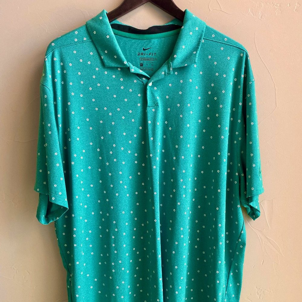 Nike Dry Vapor Micro Print Polo Neptune Green XXL